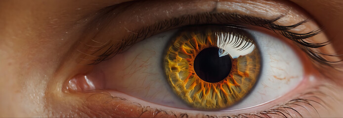 Eye with intricate golden and brown iris patterns