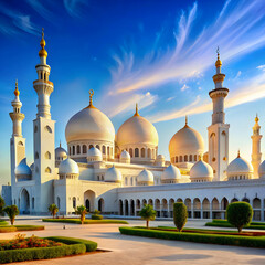 Obraz premium view of famous sheikh zayed white mosque in abu dh