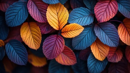 Fototapeta premium Vibrant autumn leaves in rich jewel tones.