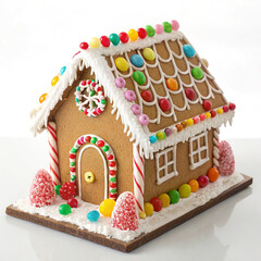 gingerbread house on white