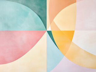 Obraz premium Abstrakcyjne kształty geometryczne w pastelowych kolorach, łagodne gradienty, prosta kompozycja, nowoczesny minimalistyczny styl