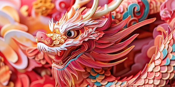 Paper Dragon Statue Close Up