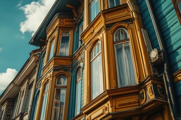 Obraz premium house building with old windows with ancient Italian style, full of colors