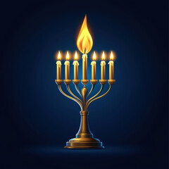 decorative menorah with lit candles, symbolizing tradition and celebration. warm glow of flames creates serene atmosphere, perfect for festive occasions