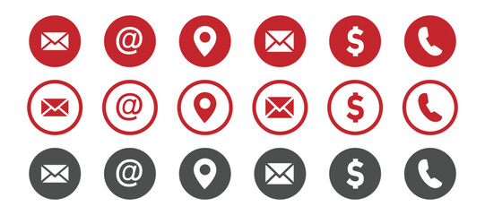 Contact icon set. Thin line Contact icons set. Contact symbols - Phone, mail, fax, info, e-mail, support... vector