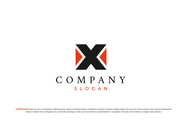 Naklejka premium letter x arrow logo business