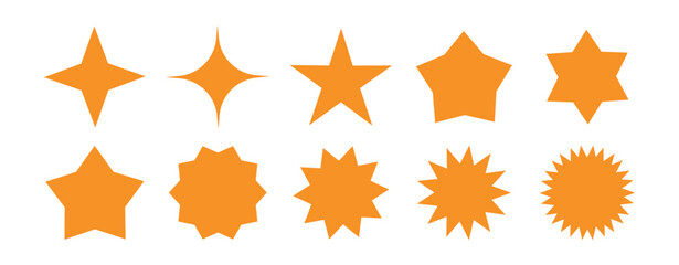 Star Icon Set - Vector. Stars icons. Stars in linear flat design. Star vector icon black and yellow color, isolated. Vector illustration
