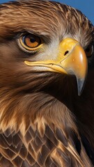 a closeup of golden eyes eagle