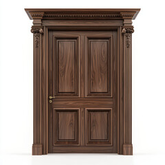 Elegant wooden door with intricate carvings and detailed frame, showcasing craftsmanship and style. Perfect for enhancing any interior space