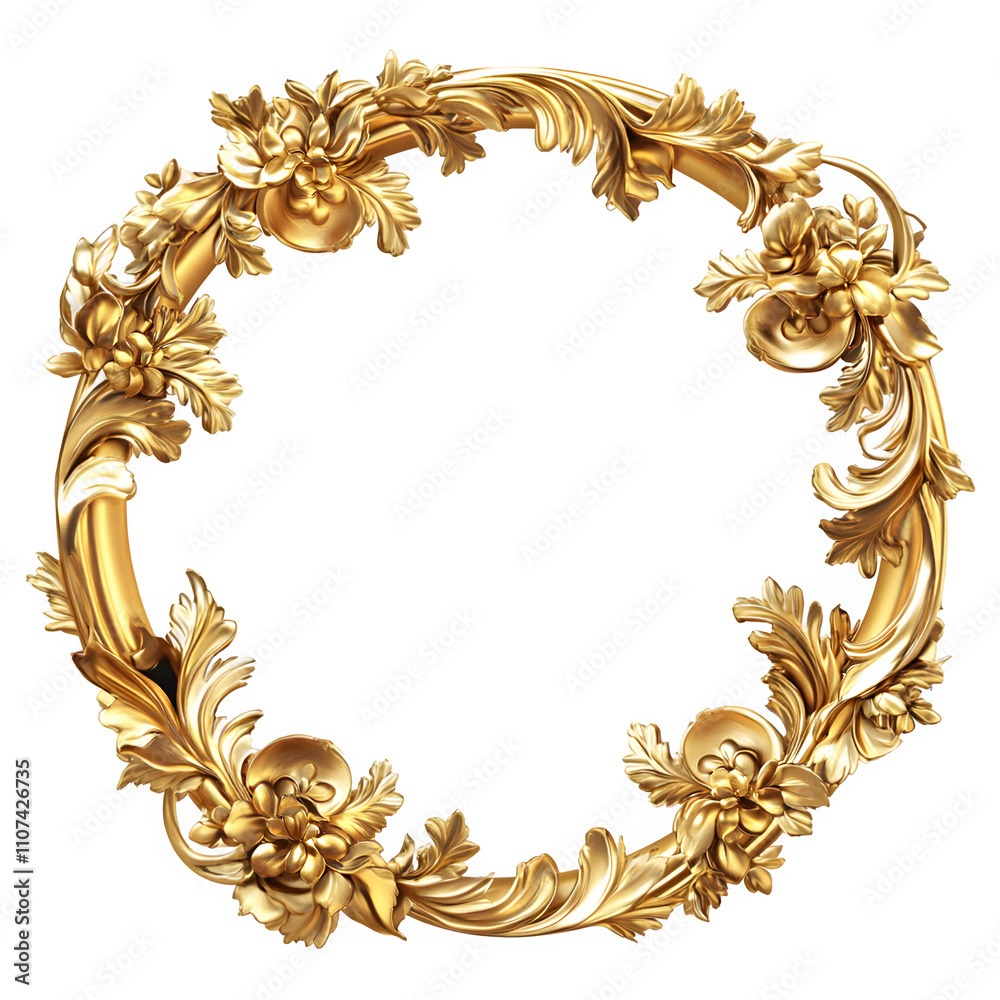 Poster opulent design: lavish golden frame embellished with floral patterns, adding an elegant touch to a c