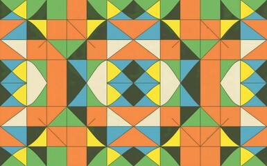 Obraz premium A harmonious geometric pattern in warm, vibrant hues adds balance and charm to any space.