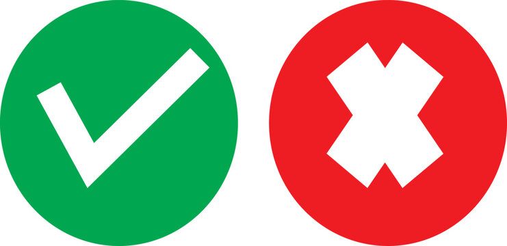 Unusual right and wrong symbol in circle - for any use