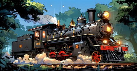 Obraz premium Train in the forest.