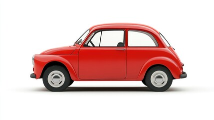 Fototapeta premium A side view of a vintage red car showcasing its compact design and classic features.
