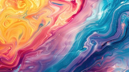 Naklejka premium Marble Swirl. Abstract and Vibrant Iridescent Liquid Texture Background