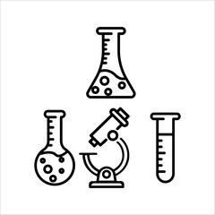 Concept of work space and chemical laboratory equipment and science equipment. Chemistry background, banner, cover. Science, education, chemistry, experiment, laboratory concept.