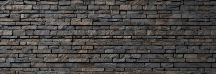 Obraz premium Horizontal stacked slate stone wall background, exterior, architecture