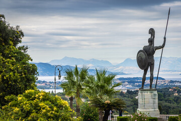 Statue of Achilles at Achilleion Palace, an iconic palace located in Corfu, Greece
