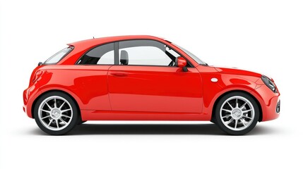 Naklejka premium A sleek red compact car shown from the side, emphasizing its sporty design and modern features.