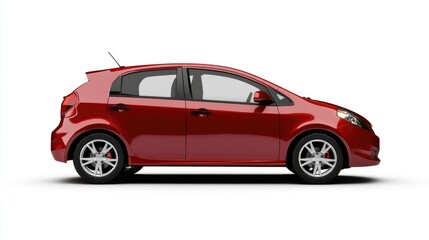 Naklejka premium A sleek red hatchback car shown from the side, emphasizing its compact design and sporty features.