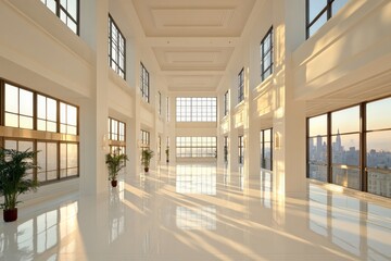 This elegant loft space features abundant sunlight and indoor plants, creating a warm and inviting atmosphere, perfect for relaxation and creativity in an urban setting.