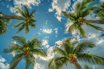 Obraz premium Palm trees against the sky. Generative AI