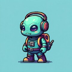 Fototapeta premium Futuristic Robotic Art Toy with Headphones