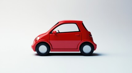 Fototapeta premium A stylized red compact car displayed in profile view on a simple background.
