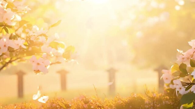 cherry blossom leaves fall in spring