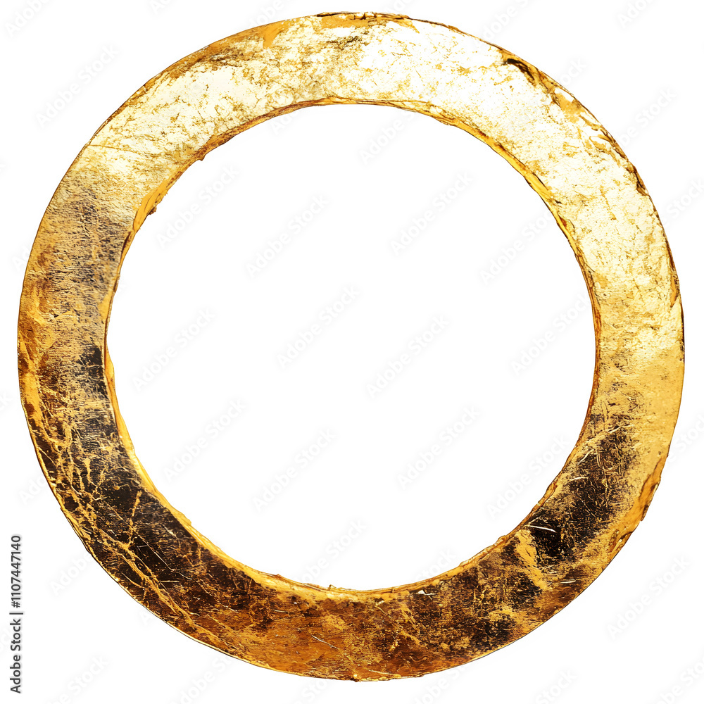 Poster Gold foil adds texture to circular frame, providing a blank space on transparent background for design elements