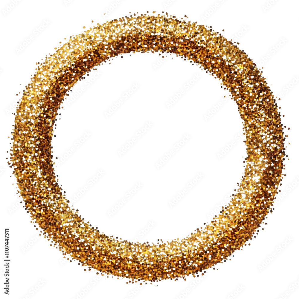 Poster circular golden glitter with transparent background, ideal for adding a touch of luxury and sparkle 