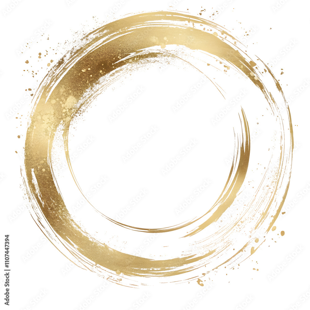 Aufkleber Golden glitter circular brush stroke with transparent background, ideal for adding a touch of luxury to designs