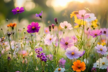 Fototapeta premium Art flowers in the morning in an English park with generative ai