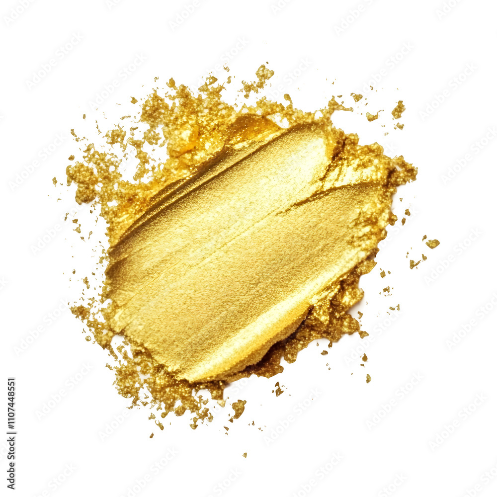 Poster glamorous gold paint smear with brush stroke texture on transparent background, perfect for adding e