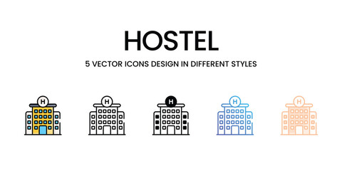 Hostel icons different stock vector illustration