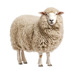 Naklejka premium Texel sheep displaying its thick, light brown fleece in a full-body view against a transparent background