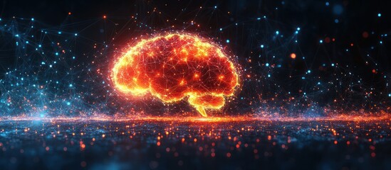 Fiery brain abstract, digital art.