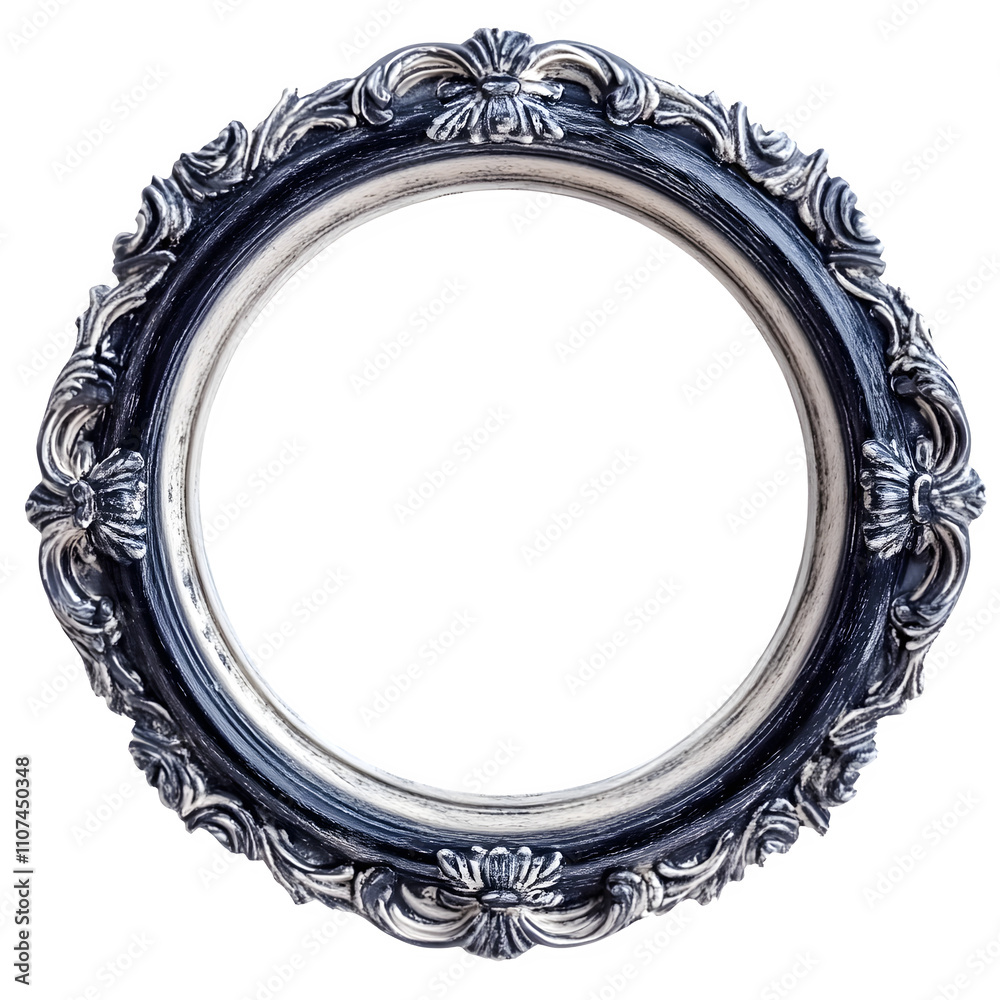 Aufkleber Oval baroque frame with transparent background isolating ornate edges, perfect for adding a touch of vintage elegance to designs