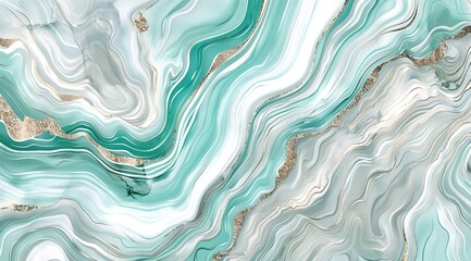 Fototapeta premium Water watercolor surface ocean wave, blue, aqua, teal marble texture. 