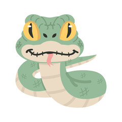 Cute cartoon green snake animal illustration