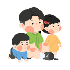 Obraz premium Happy cartoon of a family