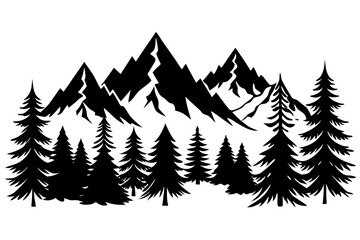 Fototapeta premium Mountain and Forest Silhouettes – Bold Nature Vector Collection