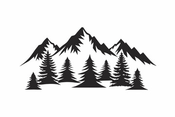 Obraz premium Mountain and Forest Silhouettes – Bold Nature Vector Collection