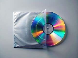 Elevate your music branding with a surreal disc advertising bag mockup, showcasing a lifelike vinyl album cover and elegant folded square clear materials for modern design.