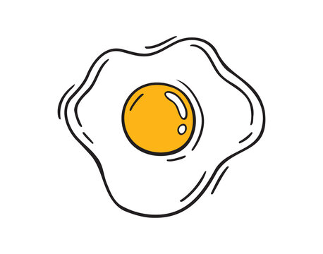 recommend clip art: frying egg doodle line illustration. frying egg hand drawn icon. breakfast drawing egg