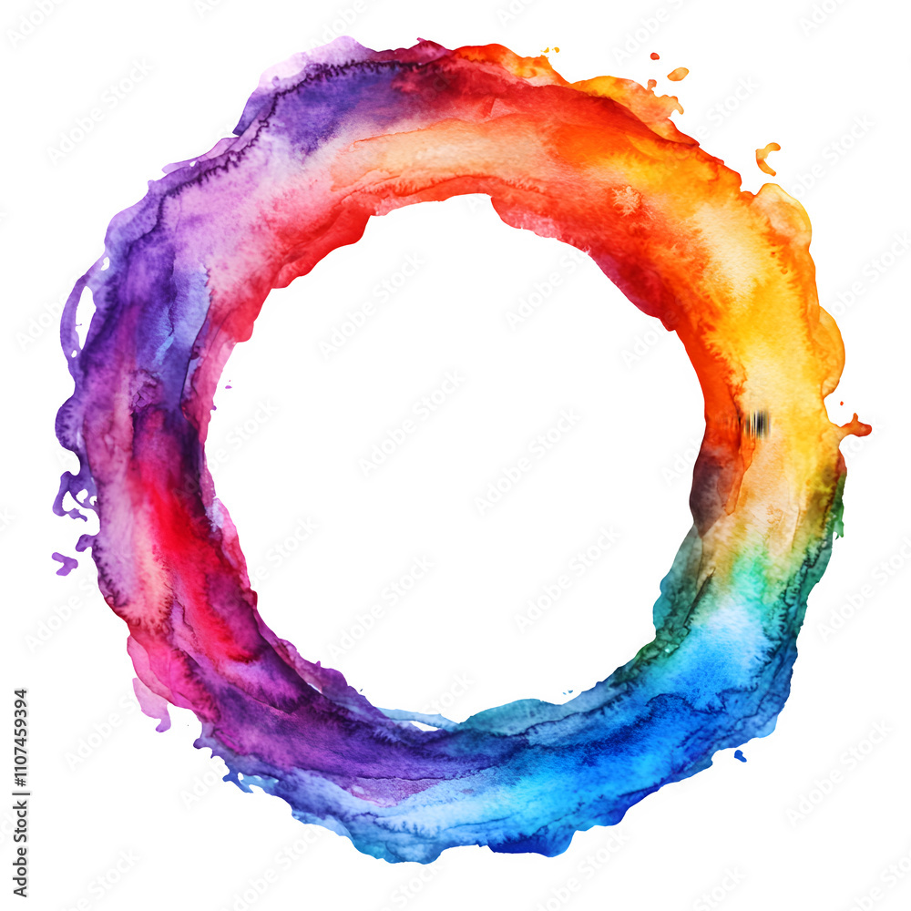 Aufkleber colorful watercolor circle forming a border against a see-through backdrop, ideal for adding a pop o