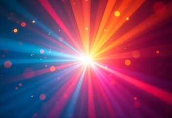 Obraz premium A burst of vibrant light rays with warm red, orange, and blue colors, perfect for abstract designs. Generative AI