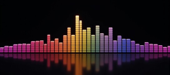 Rainbow-colored waveform equalizer against black background representing LGBTQ community support