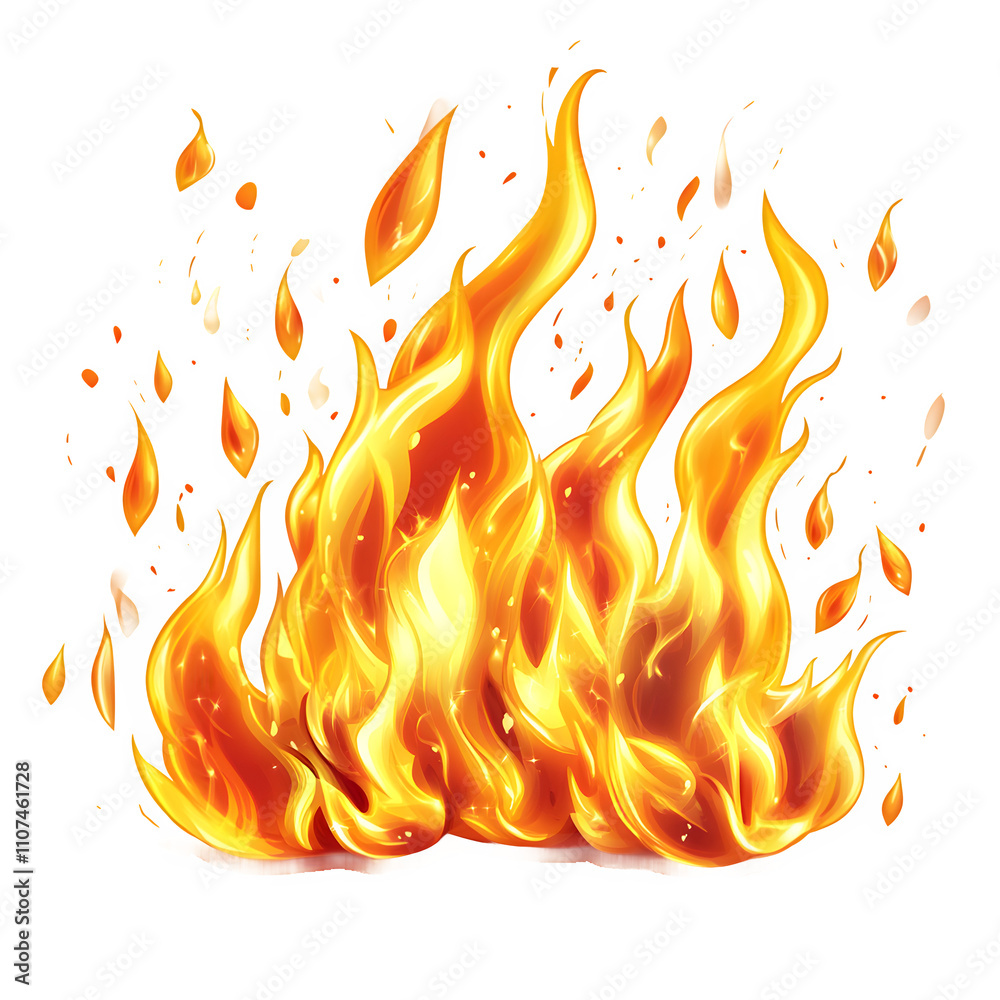 Poster experience the mesmerizing sight of a realistic fire burning fiercely, emitting sparks and isolated 