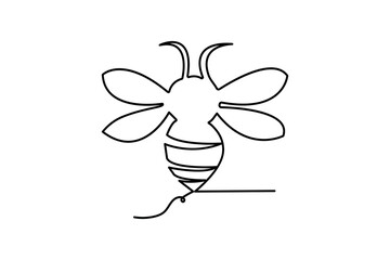 Bee continuous single line art and isolated outline  vector illustration 
